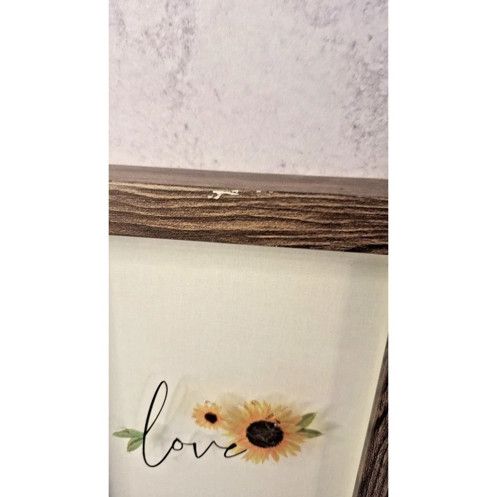 Wood Framed Sunflower 'Love'Decorative Wall art with PressedFlowers